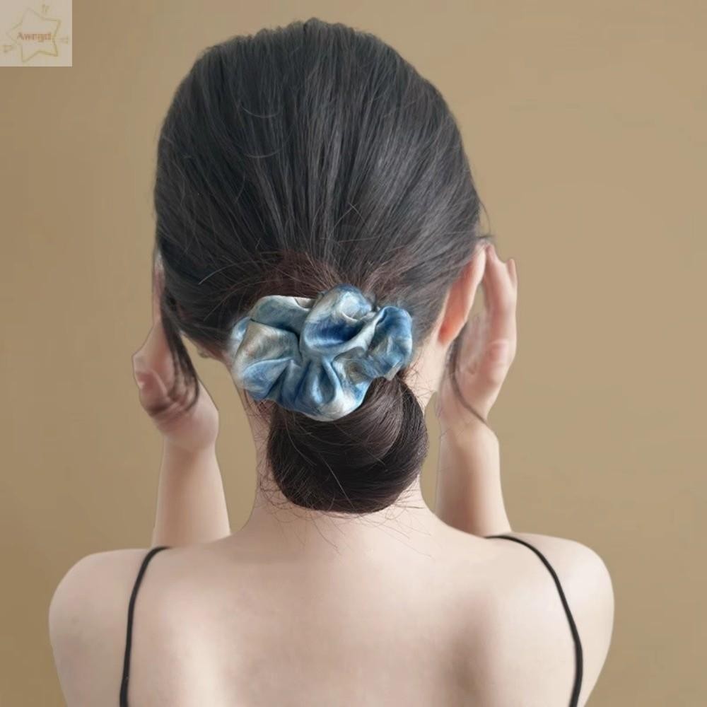 Dây buộc tóc satin vẽ tranh sơn dầu cổ điển với màu sắc chuyển tone phong cách Monet - Phụ kiện thời trang