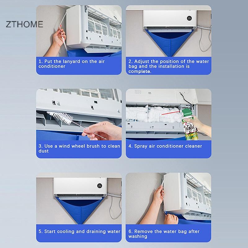 ZTHOME 100cm Vỏ làm sạch mã hóa không khí Túi nhựa PVC Bụi dày có ống nước Trang chủ 1-1.5P Chia điều hòa không khí Dụng cụ HOT
