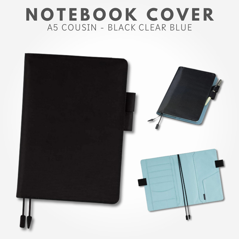 Hobonichi Techo Cousin (A5) Notebook Cover Colors/Black x Clear Blue ...
