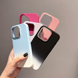 Ống Kính Kim Cương Gradient Hồng Tím Màu Silicon Mềm Ốp Lưng Điện Thoại iPhone 16Promax 15Promax 12 13 14 Pro Max Chống Sốc Nam Nữ Vỏ Di Động