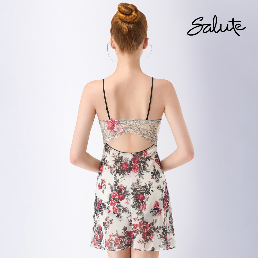 Váy ngủ Wacoal Salute ISTJ213 đầm 2 dây cao cấp hoa thêu 3D nổi - STJ213