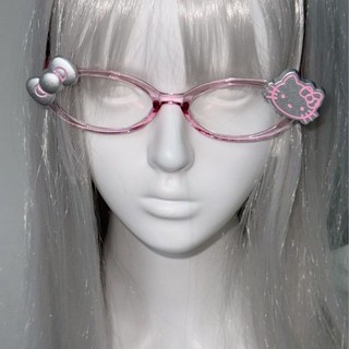 Ya Culture helloKitty helloKitty Bow ins Kính khung đỏ hình bầu dục