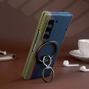 Dành Cho Samsung Galaxy Z Fold 7 6 5 4 3 5G Vỏ Điện Thoại Từ Tính Bằng Sợi Carbon Có Giá Đỡ Nhẫn Chân Đế Mỏng Siêu Sốc Bao