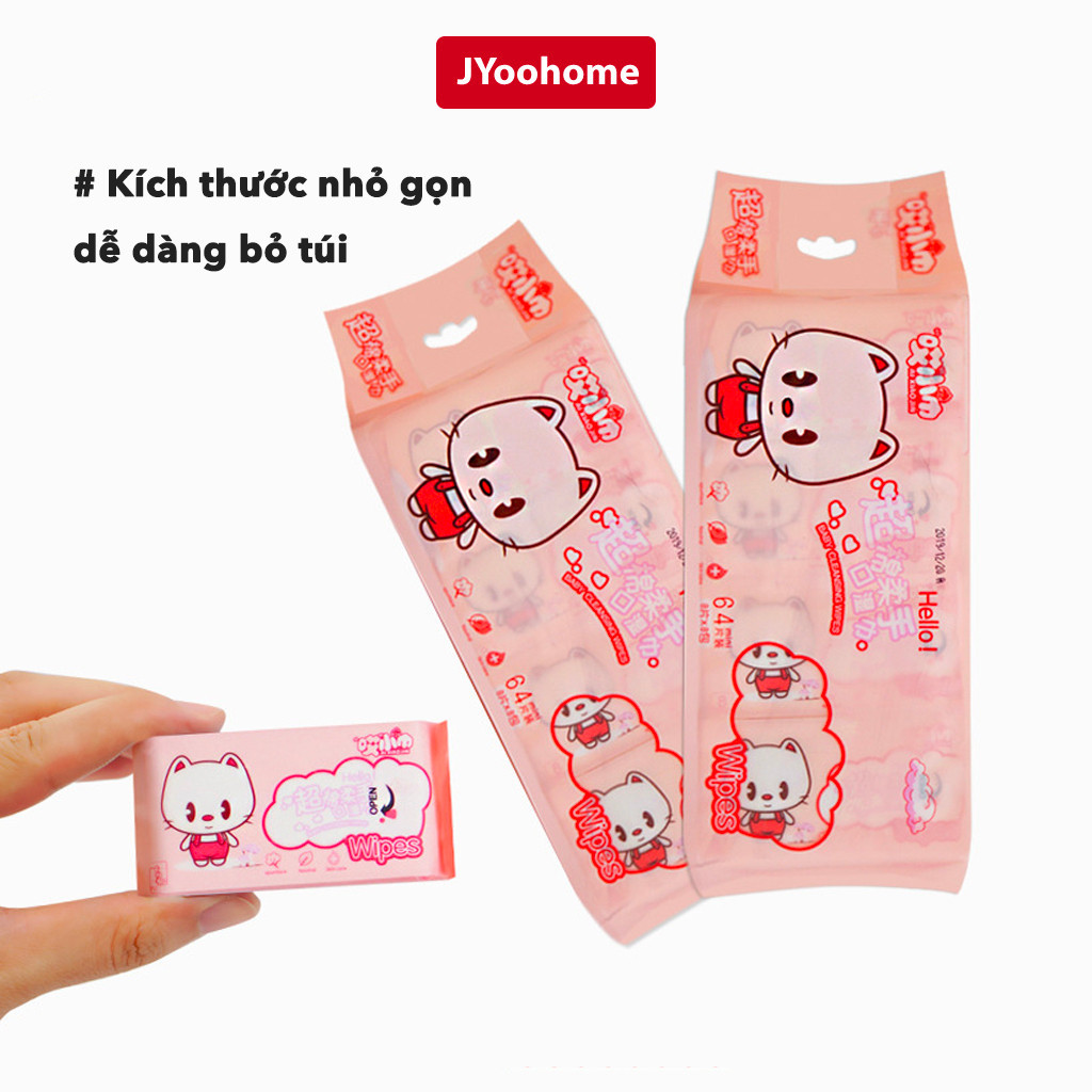 Bịch 64 Khăn Giấy Ướt Mini Bỏ Túi Khăn Ướt Đa Năng Du Lịch Dùng Được Cho Trẻ Em