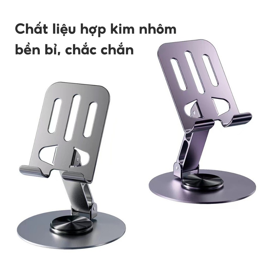 Giá Đỡ Điện Thoại Máy Tính Bảng Xoay 360 Hợp Kim Nhôm, Kệ Điện Thoại Xem Phim Livestream