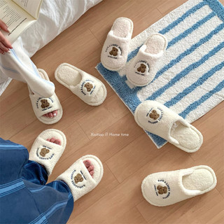 【Mới】Xixitiao Dép bông  gấu nam và nữ dễ thương và thoải mái ở nhà vào mùa thu và mùa đông