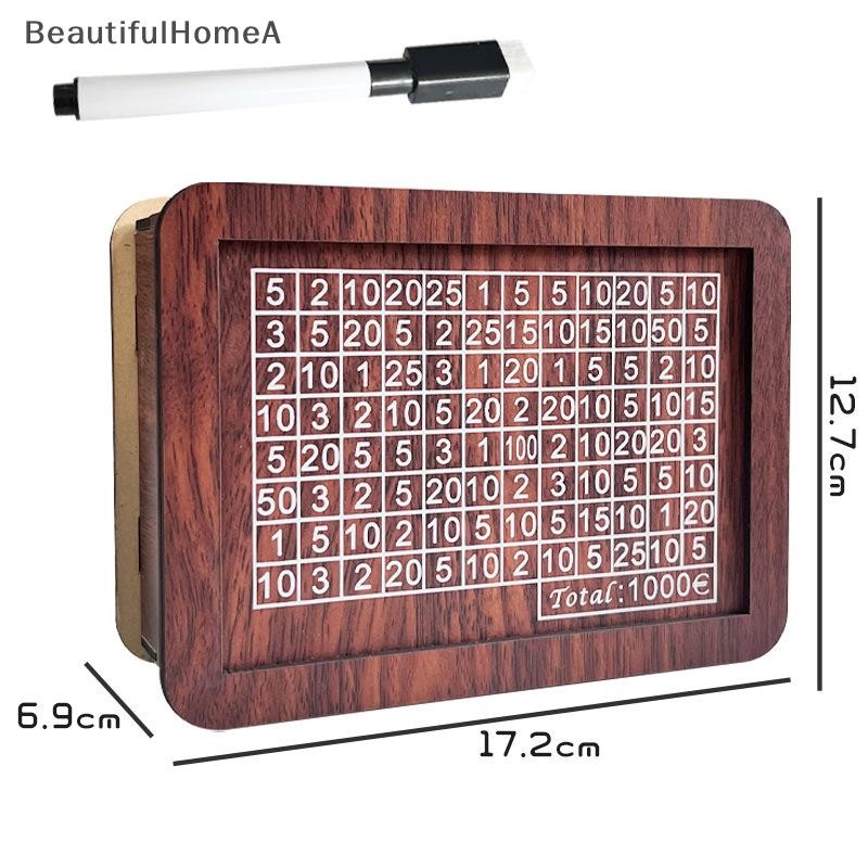BeautifulHomeA Hộp tiết kiệm tiền bằng gỗ Ngân hàng lưu trữ tiền tiết kiệm mục tiêu Bộ đếm có thể tái sử dụng Handmade Piggy Bank Khay đựng tiền xu VN