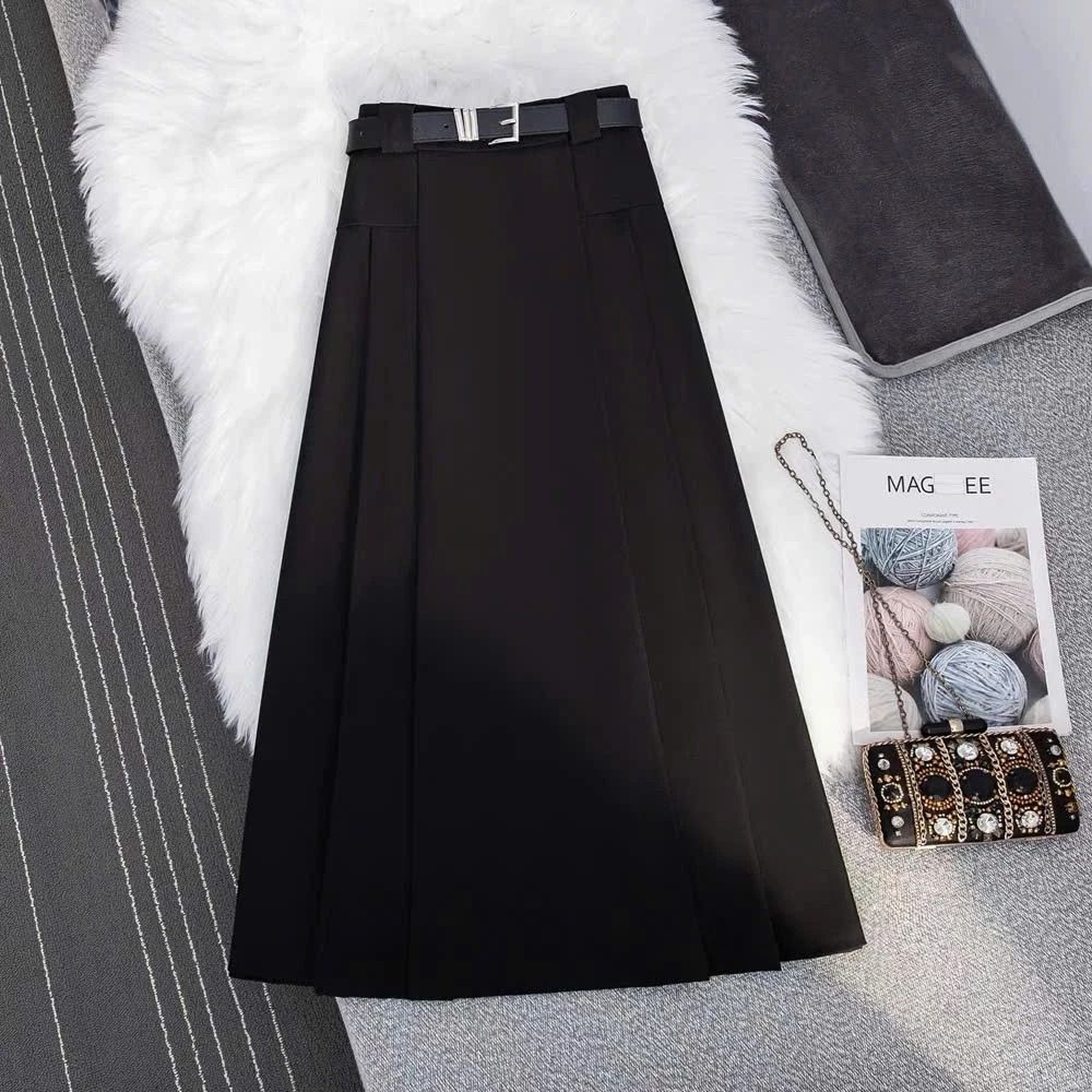 Chân váy A dài xếp ly phong cách hàn quốc hot trend  dáng dài ~90cm có túi 2 bên sườn vải Vitex CV06B