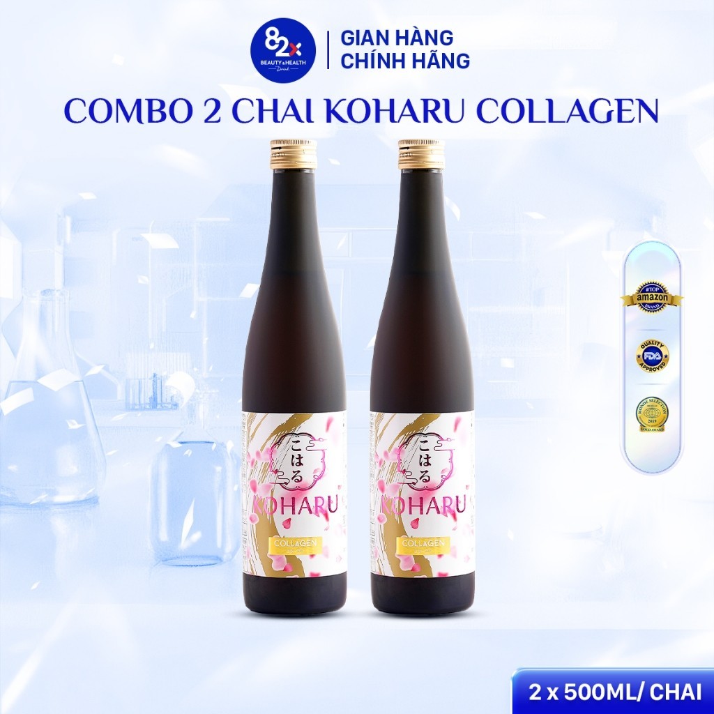 Ảnh Liệu Trình 2 Chai Nước Uống 82X Koharu Collagen Nhật Bản Chứa 48.000mg Collagen Peptide Ngừa Lão Hoá 500ml/Chai 2