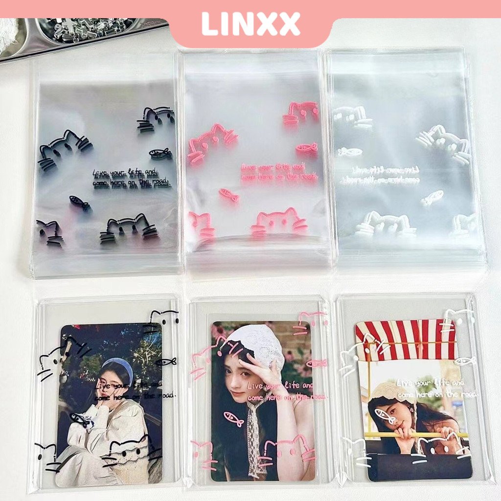 Linxx 50 Chiếc Túi Bảo Quản Trong Suốt Thẻ Ảnh Lomo Cards Hoạt Hình Kitty Little Pony Phong Cách Maltese OPP Túi Bao Bì Tự Dính