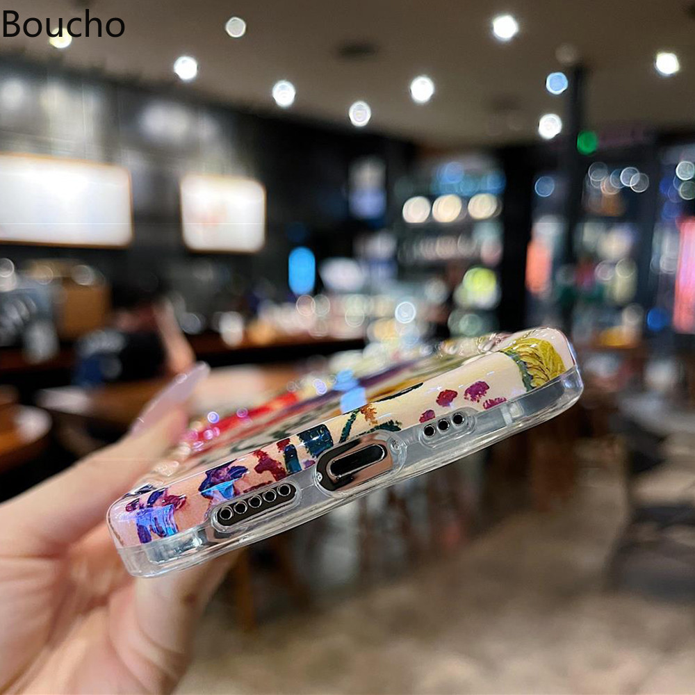 Dành Cho iPhone 15 Pro Max Tranh Sơn Dầu Hoa Họa Tiết Ốp lưng iPhone 11 12 13 14 Pro Max 12pro 15 plus 15pro Ốp Lưng Bảo Vệ