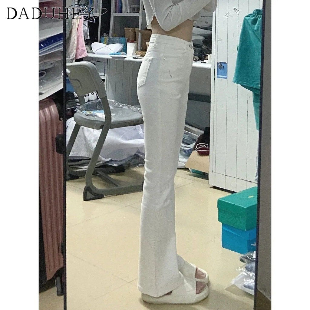 Ảnh DaDuHey New American Style Ins High Street Stretch Micro-flare Jeans Niche High Waist Wide Leg Pants Trousers 3