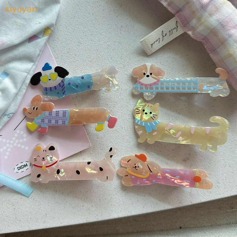 Siyuyan Hoạt Hình Chó Acrylic Kẹp Tóc Động Vật Dễ Thương Mỏ Vịt Kẹp Tóc Bên Nổ Mũ Đội Đầu Kẹp Ngọt Ngào Phụ Kiện Tóc Quà Tặng VN