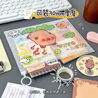 Túi Zip Lụa Capybara, Bìa Lụa Có Zip Cute, Túi Lụa Mờ Có Khóa Kéo Họa Tiết Hoạt Hình Dễ Thương 21*17cm