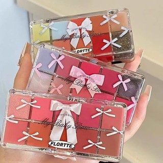 Flortte Beat Princess Series Ten Color Lip Palette ❆ ❈ ❈ ❈ ❈ ❈ ❈ ❈ 🍒 ❈ 🍒 ❈ 🍒 ❈ ❈ ❈ ❈ ❈ Làm sáng da tự nhiên-Đèn dưỡng ẩm lâu trôi Định hình môi Glaze Trang điểm môi