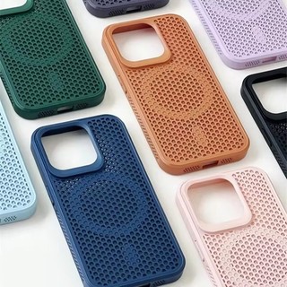 [JLK] Heat Dissipation Magnetic Case for iPhone 15 Pro Max 12 13 14 Plus Cooling Breathable Luxury Wireless Charging Cover