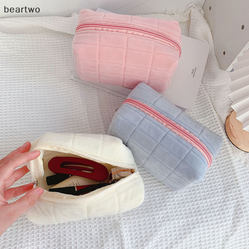 < Beartwo > Túi trang điểm sang trọng dành cho nữ Túi đựng mỹ phẩm du lịch mềm mại Hộp đựng đồ trang điểm dành cho nữ Cô gái trẻ Túi đựng đồ cần thiết Đẹp