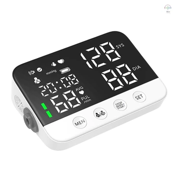 Máy đo huyết áp cánh tay trên có vòng đeo tay Máy huyết áp kỹ thuật số để sử dụng tại nhà Màn hình LED Phát sóng giọng nói Máy BP tự động với bộ nhớ đọc 2x120