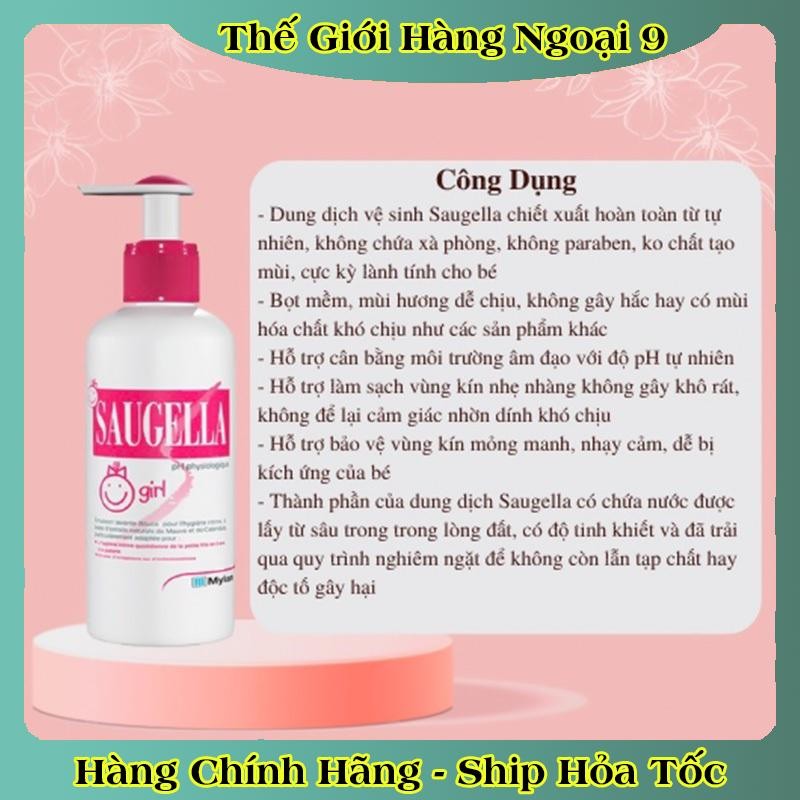 [Hàng Chính Hãng] Dung dịch vệ sinh bé gái Saugella của Pháp an toàn cho bé 3-12 tuổi