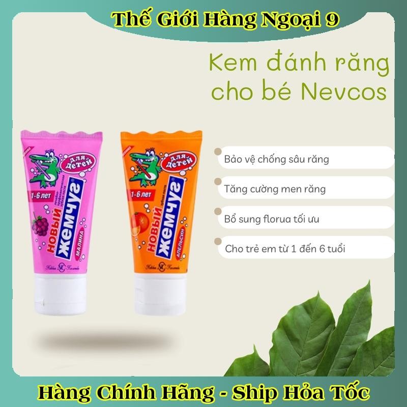 [DATE MỚI] Kem đánh răng trẻ em Nga 1-6 tuổi Nevcos/New Pearl tuýp 50ml