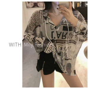 Milyfashion Đen Trắng Báo In Hình Chống Nắng Mùa Hè Mỏng Rời Có Mũ Trùm Đầu Chống Nắng Dài Tay T Hợp Thời Trang Top