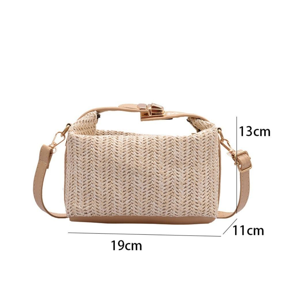 Ví dệt HOBBYIN, Túi cói nhỏ phong cách Bohemian, Dây đeo vai đan ống hút thời trang Túi đi biển nữ