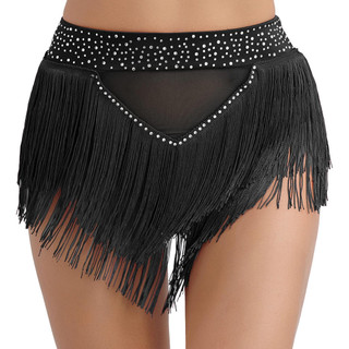 Yhong Nữ Lấp Lánh Kim Cương Giả Tua Rua Viền Rave Khiêu Vũ Quần Short Khiêu Vũ Đáy