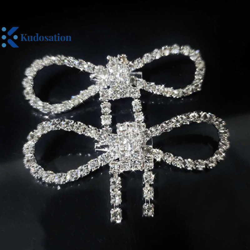 Kudosation Thời Trang Sáng Bóng Kim Cương Giả Nơ Khóa Ngọc Trai sel Pin Khóa DIY May Giày Túi Đính Phụ Kiện Cưới Quà Tặng