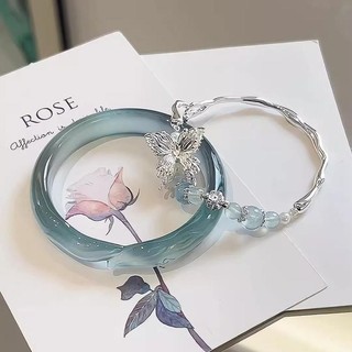 Vòng tay nữ Vòng tay bướm Aquamarine xếp chồng lên nhau