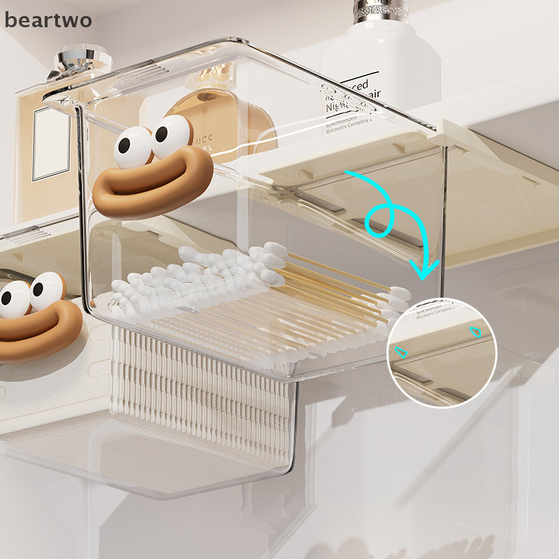 < Beartwo > Dưới Gương Tủ Ngăn Kéo Sắp Xếp Trong Suốt Đơn Giản Tủ Phòng Tắm Bông Hộp Đựng Mỹ Phẩm Kéo Ra Kệ Hộp Bảo Quản Đẹp