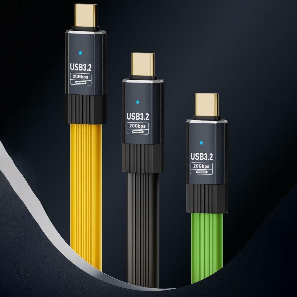 Cáp YRBWD USB 3.2 Type-C, Dây sạc nhanh USB-C phẳng 8K @ 60Hz, Chip Emark chuyên nghiệp 20 / 50 / 80cm 20Gbps Dây OTG cho điện thoại di động 15 Max