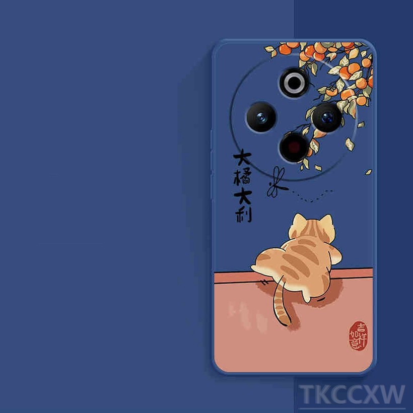Ốp điện thoại hình mèo màu cam dễ thương vui nhộn Vỏ mềm hình khối Rubik Thích hợp cho Samsung A31 A51 A71 A50 A50S A30S A33 A53 A73 A55 A35 M14 Vỏ bảo vệ chống sốc