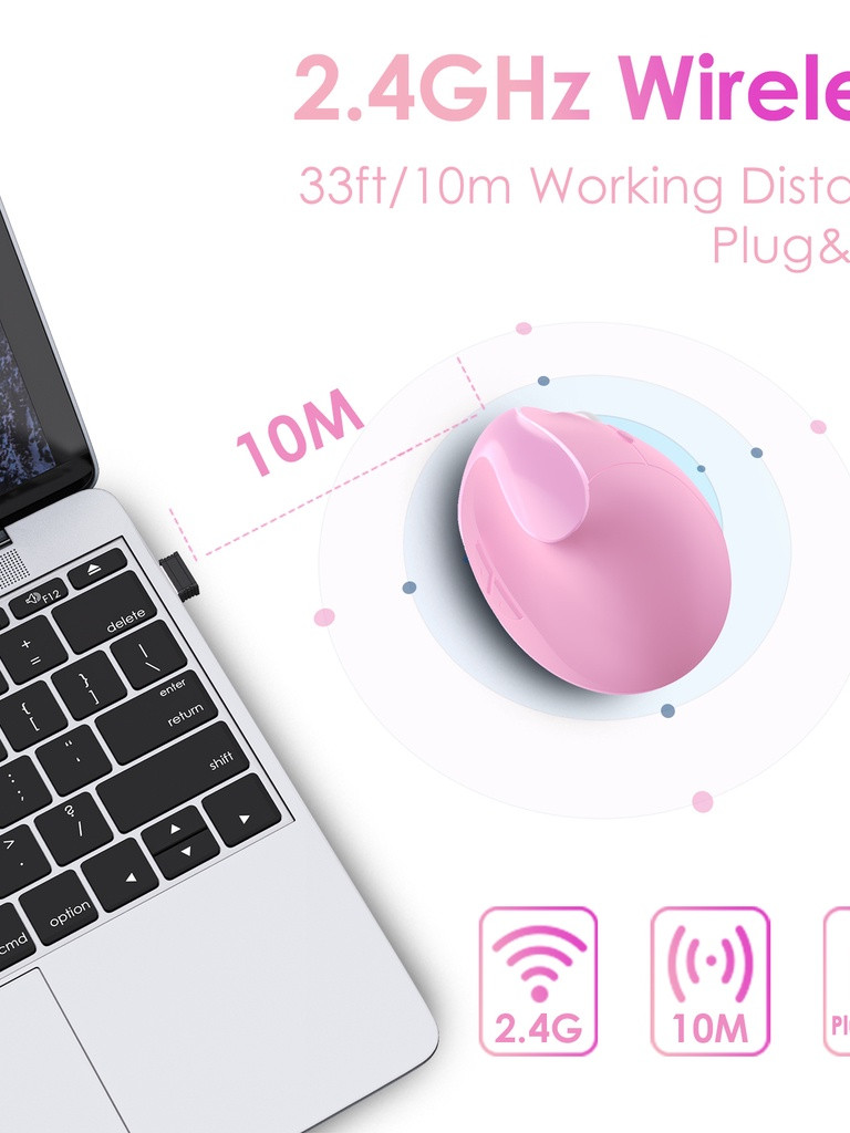 [SS originality] JOMAA Vertical Wireless Mouse 2.4G Rechargeable Pink ...