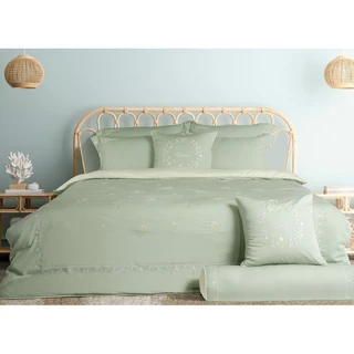 Mẫu chăn ga Everon màu xanh Âm Thanh Đồng Hoa ESM 24013 vải Modal mềm mát