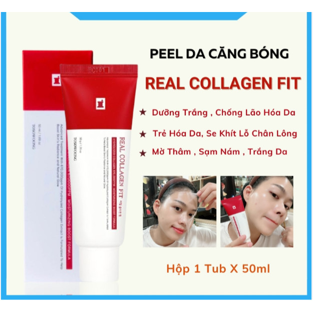 Gel làm sạch d­ưỡng ẩm da TOSOWOONG Real Collagen Fit, 50ml/tuýp - hạn 2028 Hàn Quốc peel collagen tosowoong  IS100