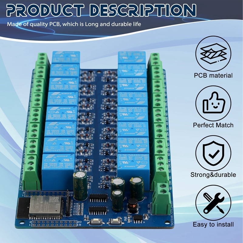 Mô-đun rơle 16 kênh DC5-12V Bộ nguồn ESP32 Bảng phát triển ESP32 Module phát triển thứ cấp