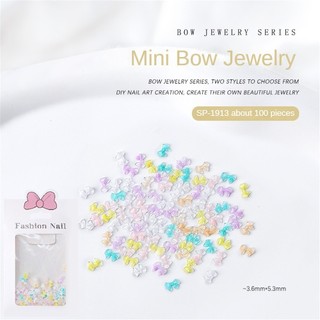 100pcs nail art mini bow đồ trang sức hỗn hợp macron màu ice nhựa trong suốt bow charm nail trang trí móng tay công cụ làm móng tay cho cửa hàng móng tay