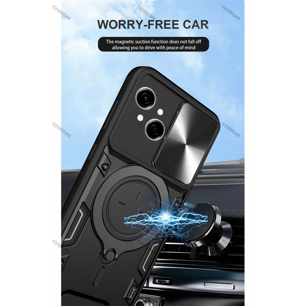 Tecno Spark Go 1 Giáp Chống Sốc Đẩy Kéo Camera Bảo Vệ Vỏ Cho TECNO Spark Go 1 SparkGO1 GO1 1GO 4G 5G 2024 Ốp Lưng Ô Tô Vòng Từ Tính Vỏ Ốp lưng