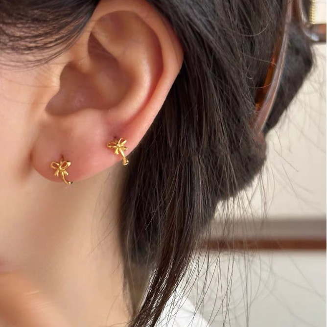 Bông tai nơ dễ thương Bông tai nhỏ thời trang phù hợp cho nữ