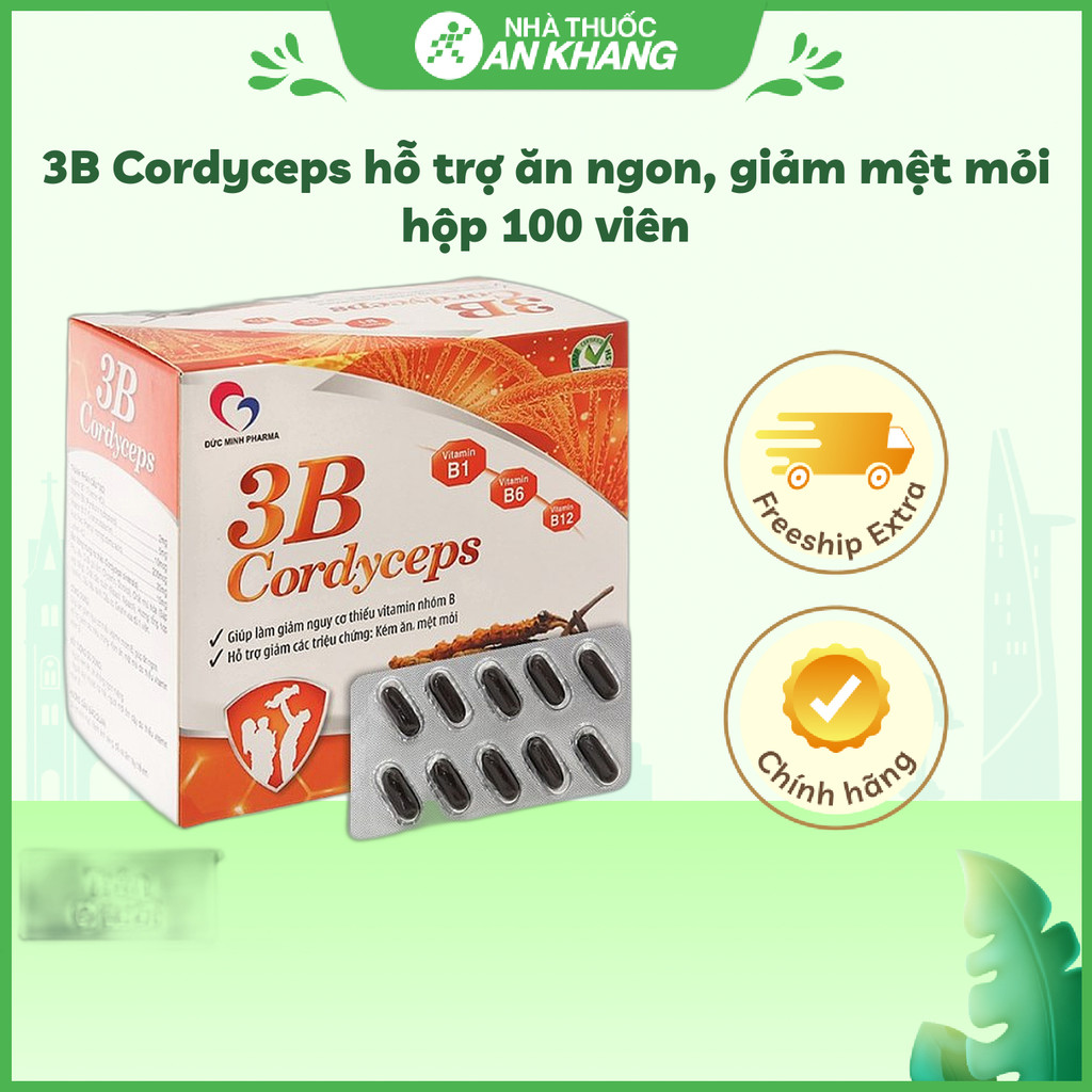 3B Cordyceps hỗ trợ ăn ngon, giảm mệt mỏi hộp 100 viên