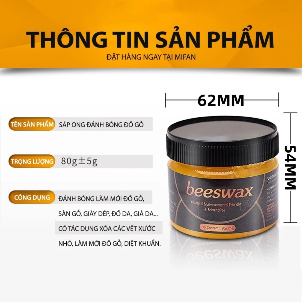 Sáp Ong Đánh Bóng Đồ Gỗ, Sàn Gỗ 80gr - Làm mới, Phục hồi màu gỗ, vết xước bàn ghế, tủ, cửa gỗ FE123