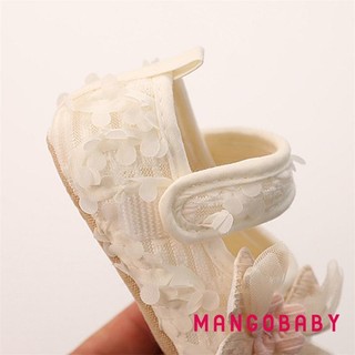 Mg-baby Girl Bow Flats Giày Trẻ Sơ Sinh Cánh Hoa Walker Cũi Giày Cho Tiệc Lễ Hội Tắm Cho Bé