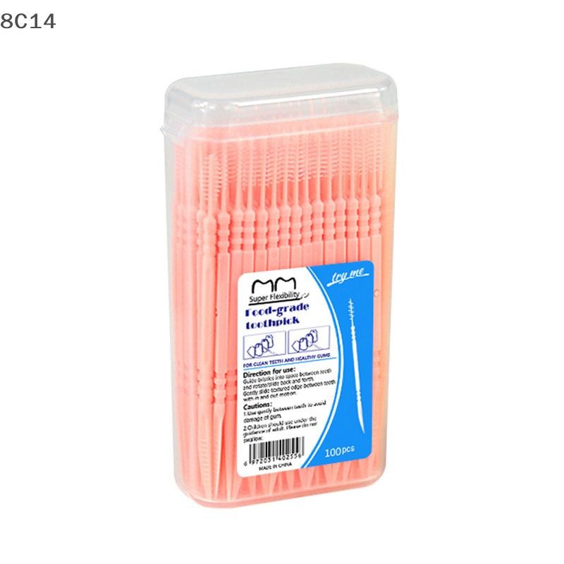 [8C14] Bộ 200 bàn chải kẽ hai lỗ chăm sóc răng miệng, tăm đánh bóng [8C]