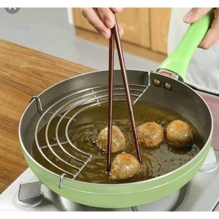 Vỉ gác chảo inox tiện lợi, khay chiên ráo dầu dùng cho món chiên rán sạch sẽ gọn gàng #A156/222