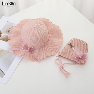 Mũ Cói Chống Nắng Kèm Túi Xách Dễ Thương Thời Trang Mùa Hè Cho Bé