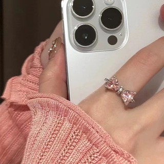 Nhẫn nơ zircon hồng dành cho nữ Nhẫn ins cao cấp