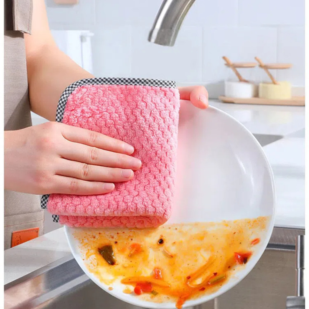 10 Chiếc Khăn Đĩa Đĩa Vải Nhà Bếp Món Ăn Vải Chống Dính Dầu Dày Bàn Món Ăn Vải Đĩa Thấm Hút Nước Chà Miếng Lót