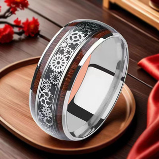 T Nhẫn Thép Titan Không Phai Màu Thời Trang Nam Hợp Thời Trang Độc Đáo Phong Cách Mỹ Giải Nén Xoay Bánh Răng Cao Cấp Mỡ Tay Plus Béo Plus Kích Thước 10.16