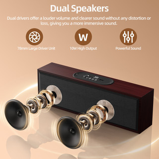 Loa Bluetooth GOOJODOQ 5.3 hỗ trợ bốn chế độ phát lại, vân gỗ tinh tế, loa nhỏ gọn di động 3600MAH