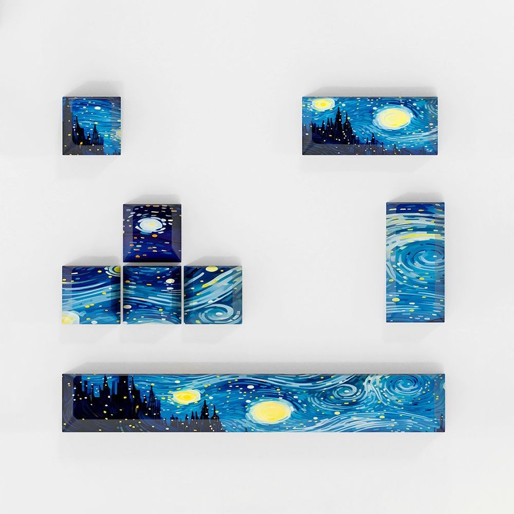 Van Gogh Star Keycap Original Keycap Clearance Bộ Tám Mảnh Độc Đáo pbt Thăng Hoa Nắp Bàn Phím Cơ Opaque / llxx